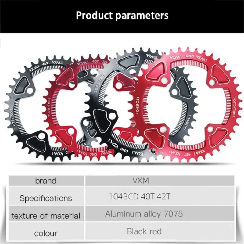 VXM 104BCD Round Narrow Wide Chainring MTB Mountain Bike Bicycle 40T 42T Crankset Single Tooth Plate Parts 104 BCD