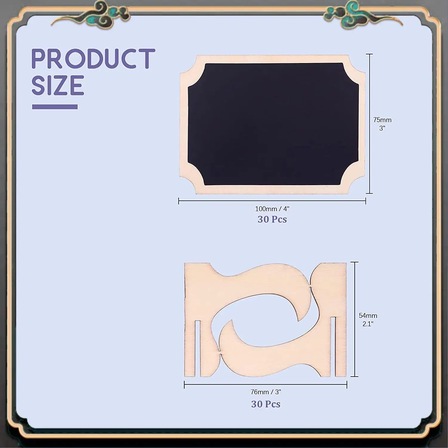 ASMA-30Pcs Mini Chalkboard Sign Food Labels For Party Buffet, Wooden Small Chalk Board Signs (Rectangle Notch )