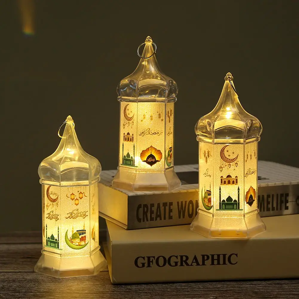 

1 Pcs Led Wind Lantern Electronic Candle Lights Hanging Ornament For Eid Mubarak Muslim Festival Decoration Dropshipping