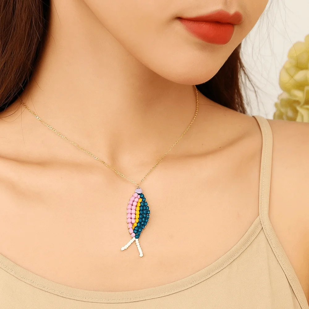 

4pcs/set Cute Earring Accessories 3D Fish Shaped Colorful Beads Diy Charms Handmade Craft Cartoon Jewelry Making Material