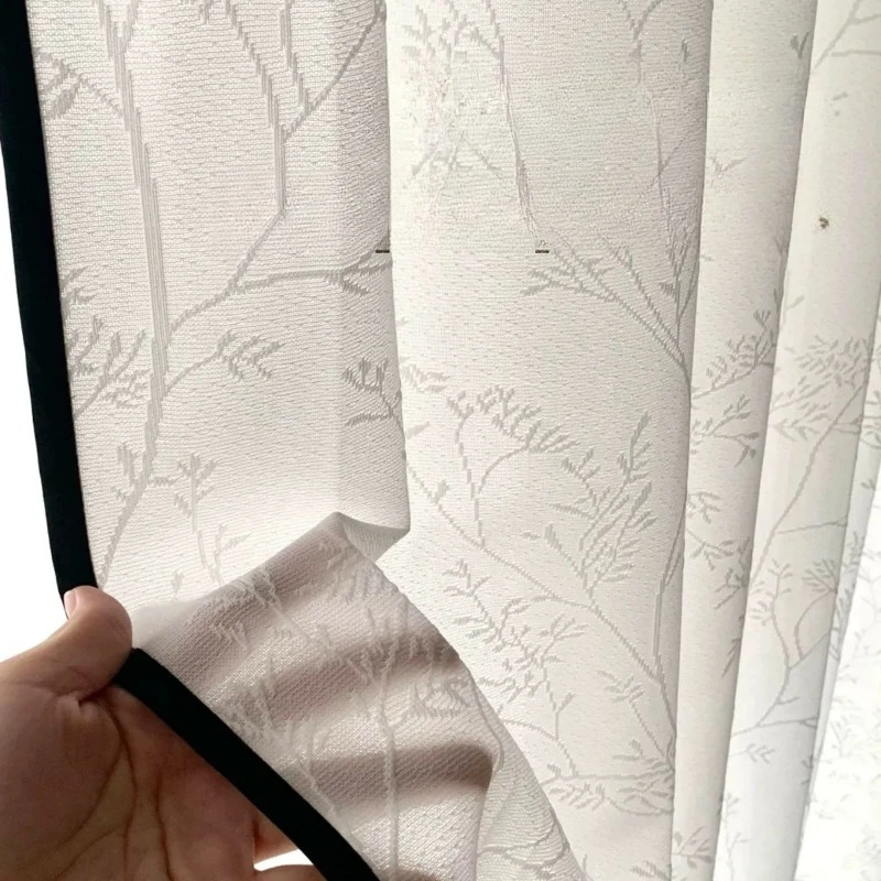 French Warp Knitted Mirror Veil Curtain Sun Protection Tulle Curtains for Living Dining Room Bedroom Custom Size Jacquard Decor