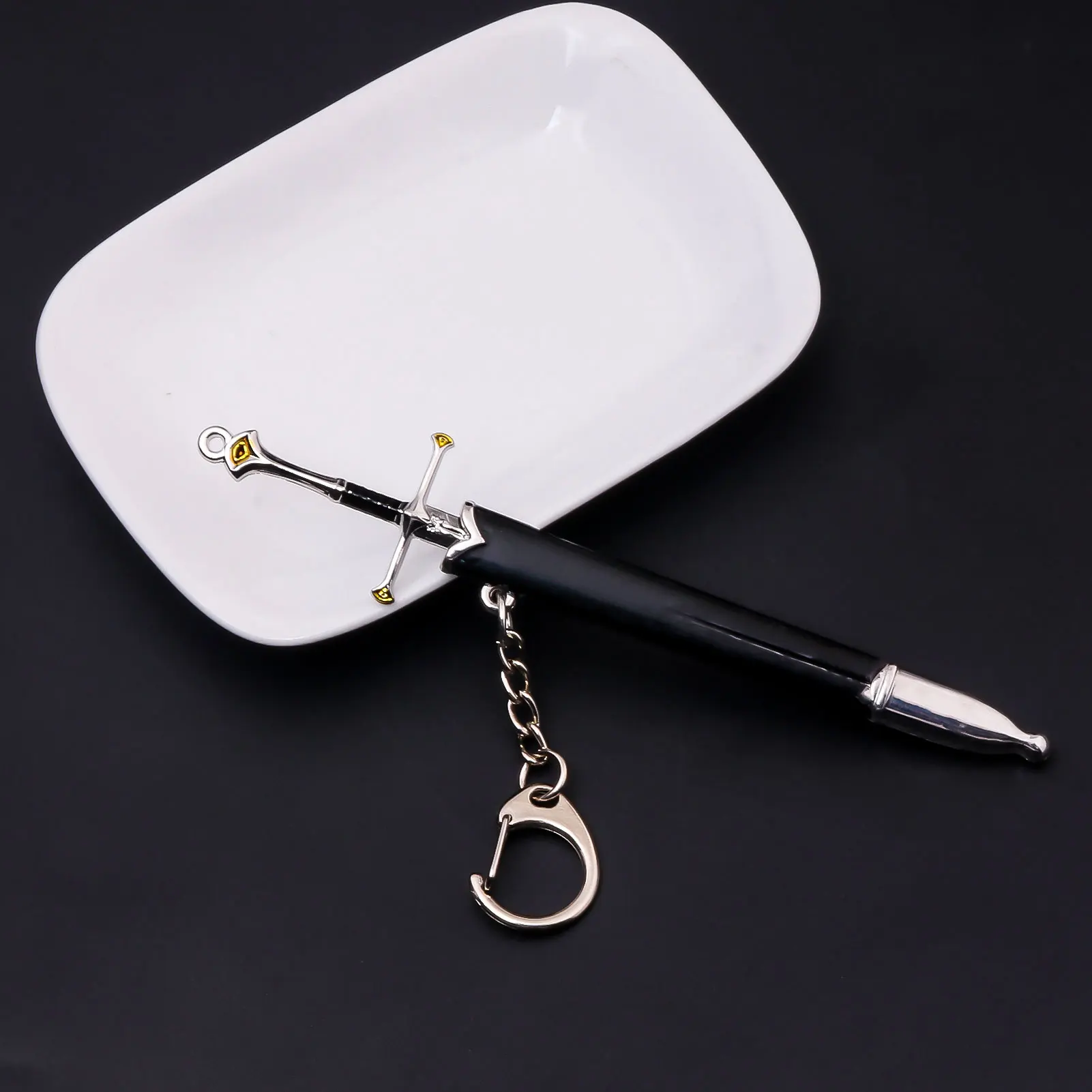 12 Aragorn Narthil Sword Keychains Elves Anduril Medieval Weapon Ring Metal Katana Samurai Sword Bag Pandant Men Ornaments Gifts image 4