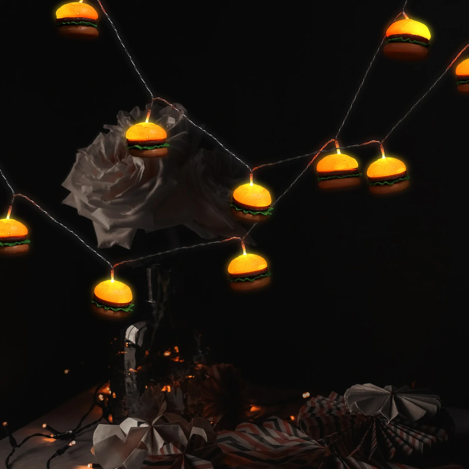 

1Set LED Hamburger String Light High Quality Material Decor for Festive Occasions Events LED Light String