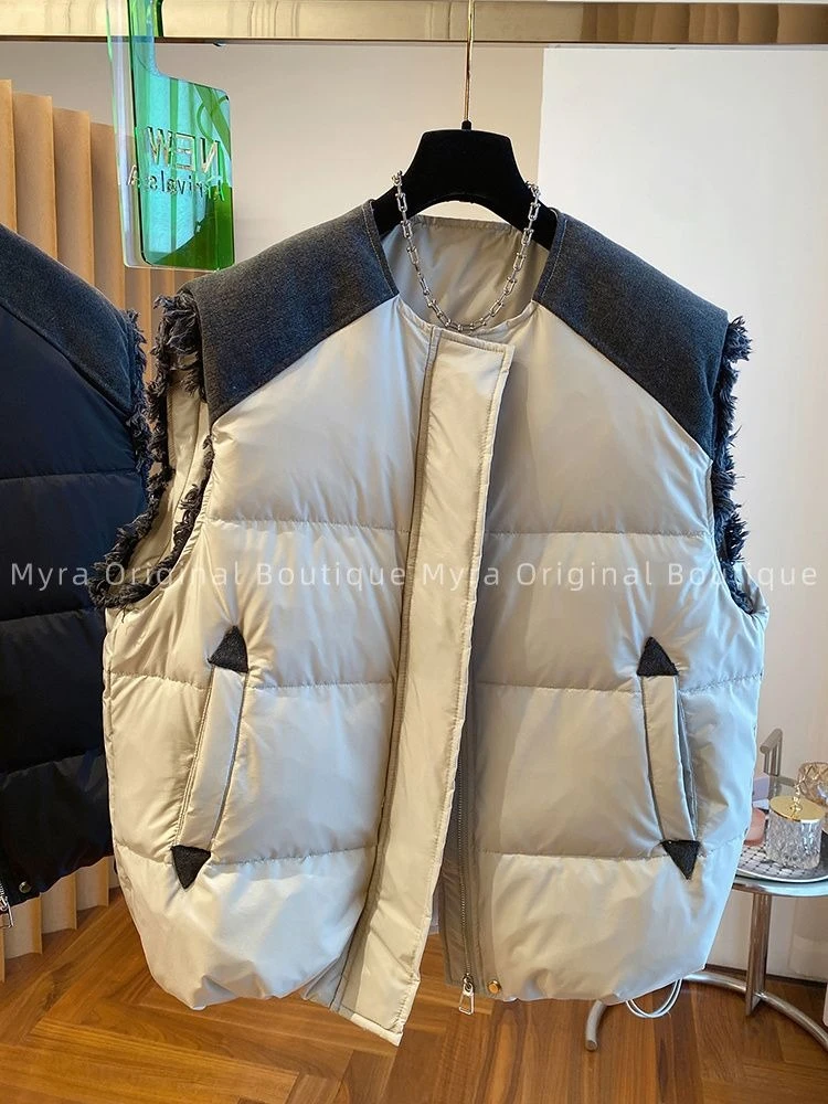 Premium Loose Minority Denim Vests Fur Patchwork Casual Age Reduction Slim Mujer Chaqueta Harajuku Vintage Moda Outwears