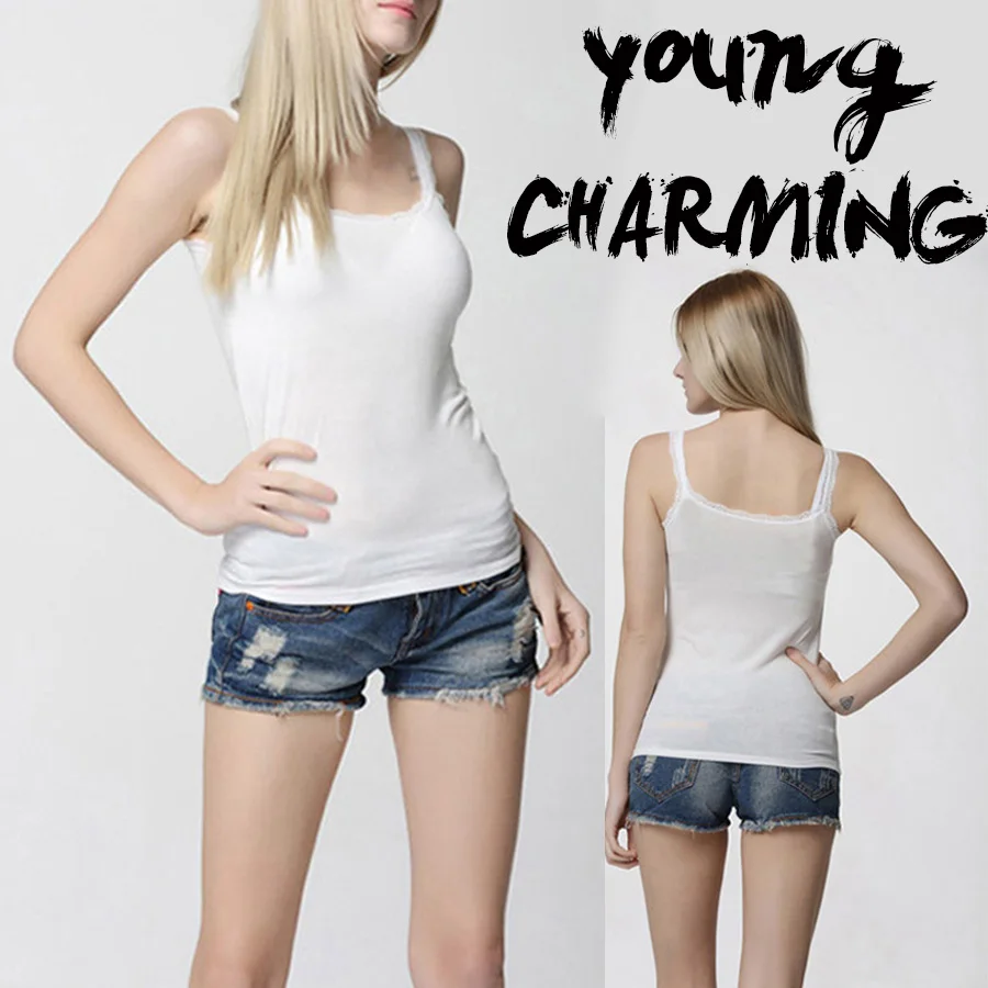 Sexy Soft Cotton Tank Tops Women Solid Sleeveless Lace Vest Hot Camisole Slim Vest Top Cropped Casual Cool Charming Ladies Gifts