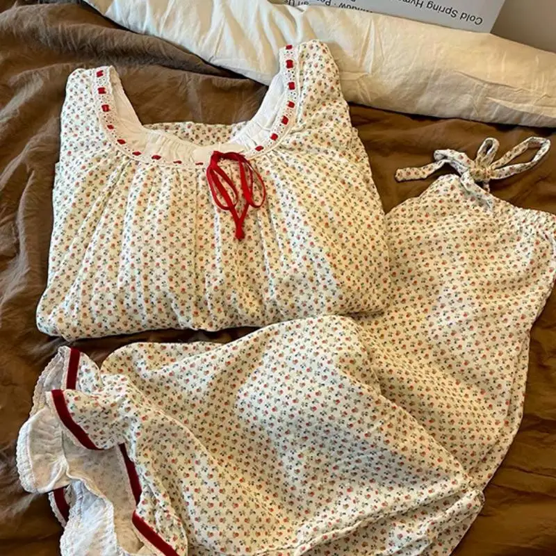 Sweet Lovely Girl Long Sleeved Long Pants Pajamas for Spring and Autumn Teenagers Set for Students Comfortable Home Clothes 5