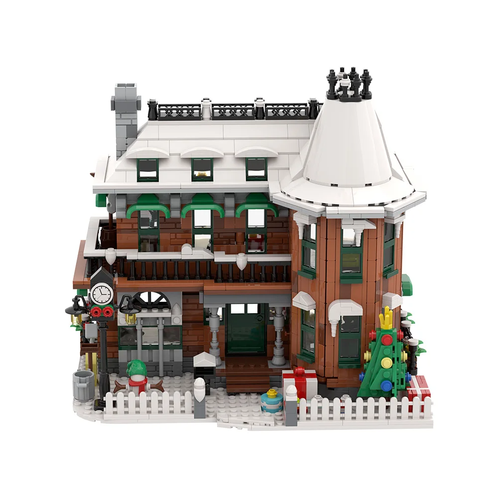 MOC Prachtige Levensscène Architectuur Bouwstenen Model Kerst Thema Winter Huis Bakstenen Gemonteerd Speelgoed Kinderen Cadeau