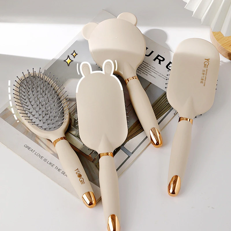 Cute Air Cushion Comb Anti Static Exhaust Air Bag Massage Combs Home Women Long Fluffy Hair Curling Hairbrush With Cleaning Tool