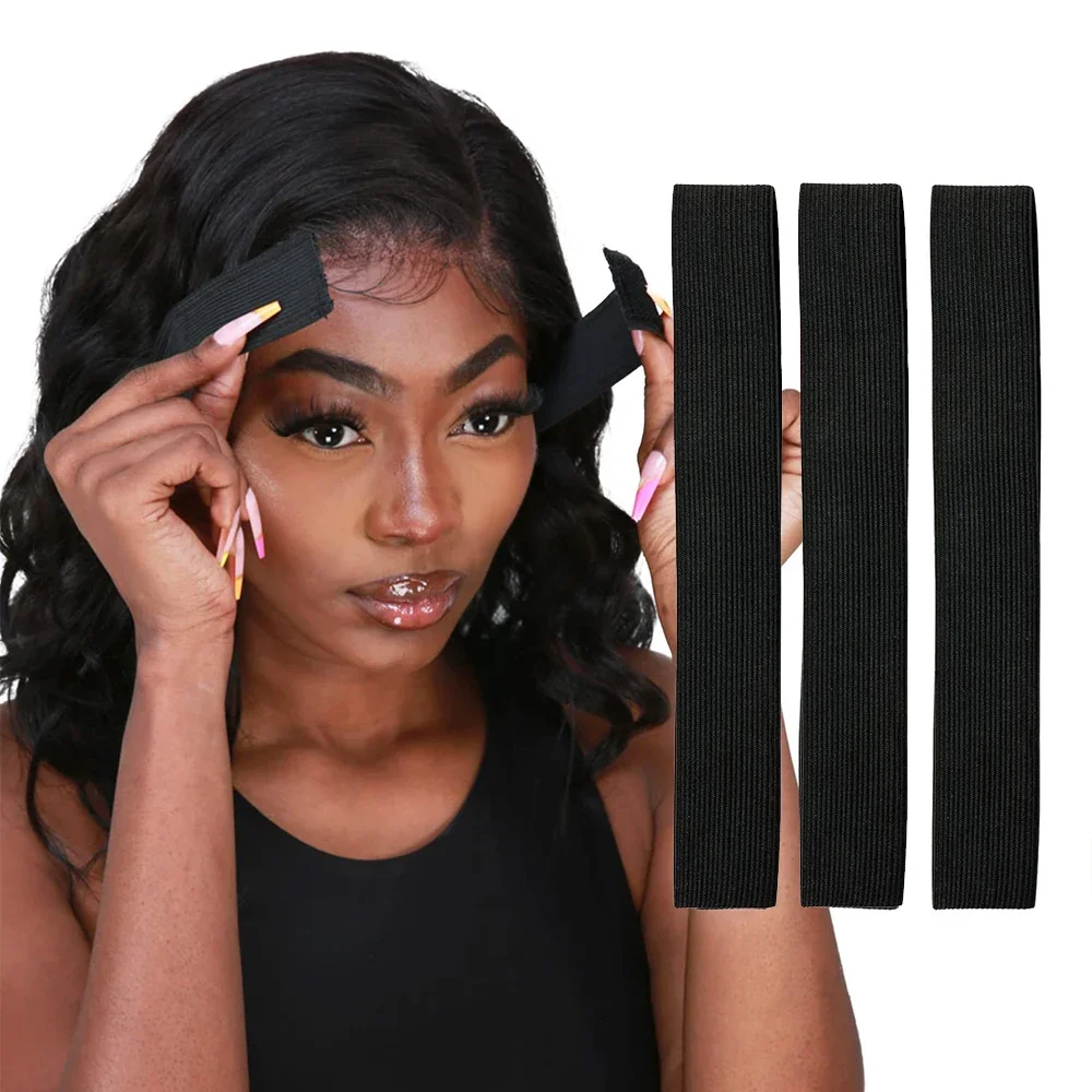 

3 Pcs Elastic Band Lace Melting Bands Adjustable Wig Headbands for Lace Frontal Laying[kjo;u'\