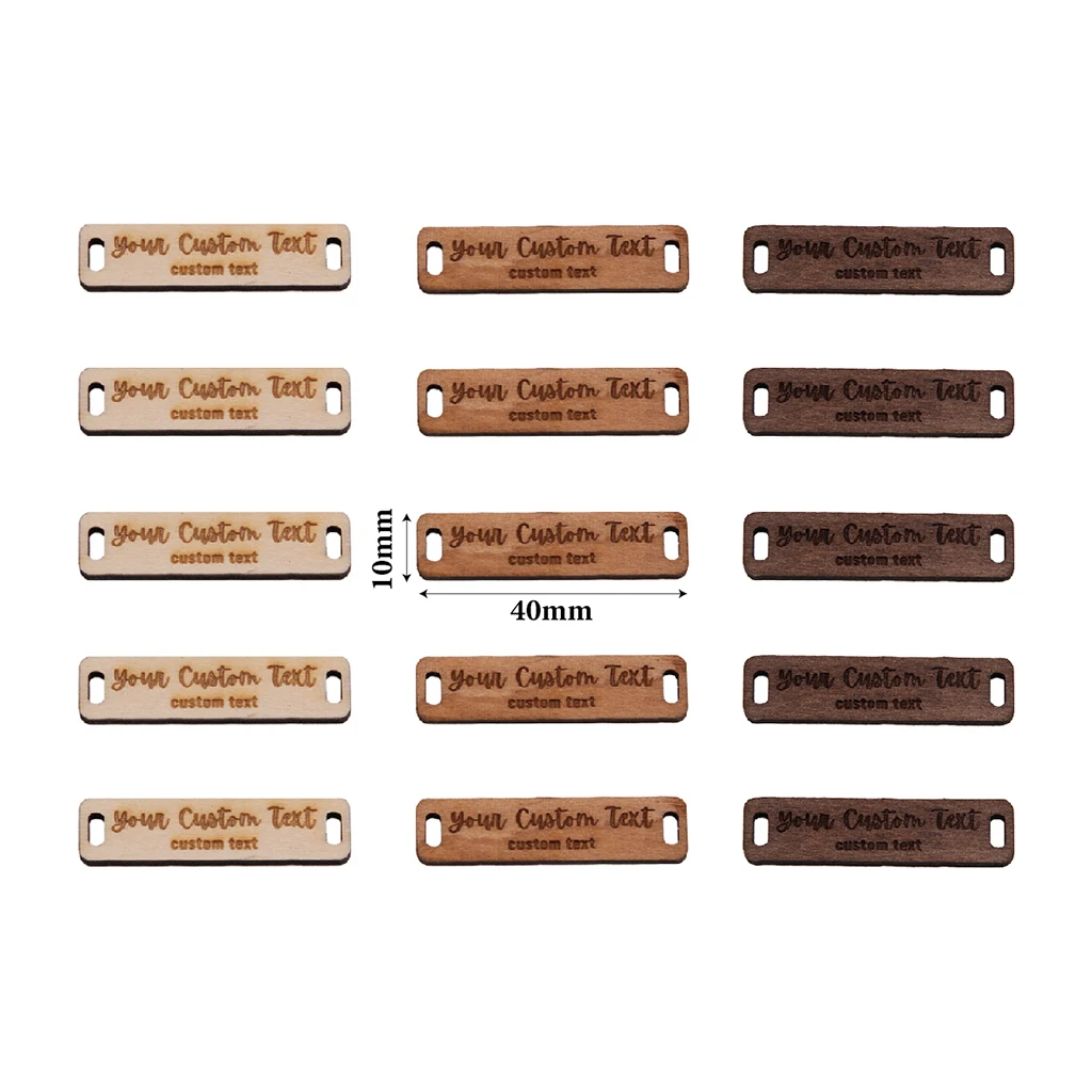 Rectangular Wooden Label, Wooden Buttons, Custom Wood Name Tag, Gift Tags, Laser Engraved, DIY Wood Craft, 50Pcs