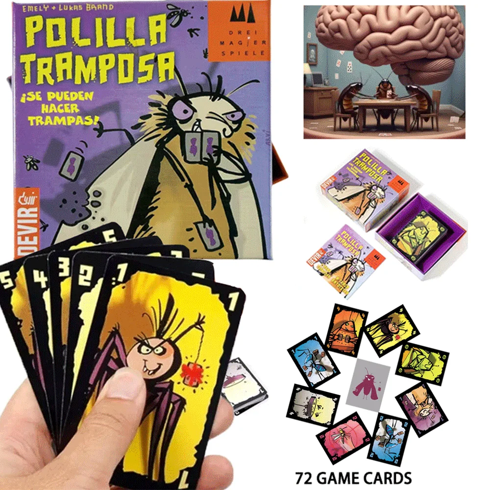 

Polilla Tramposa Настольные игры для детей и взрослых Семейные игры для вечеринок Cheating Moth Испанская карточная игра Bluffing Strategy Карточная игра