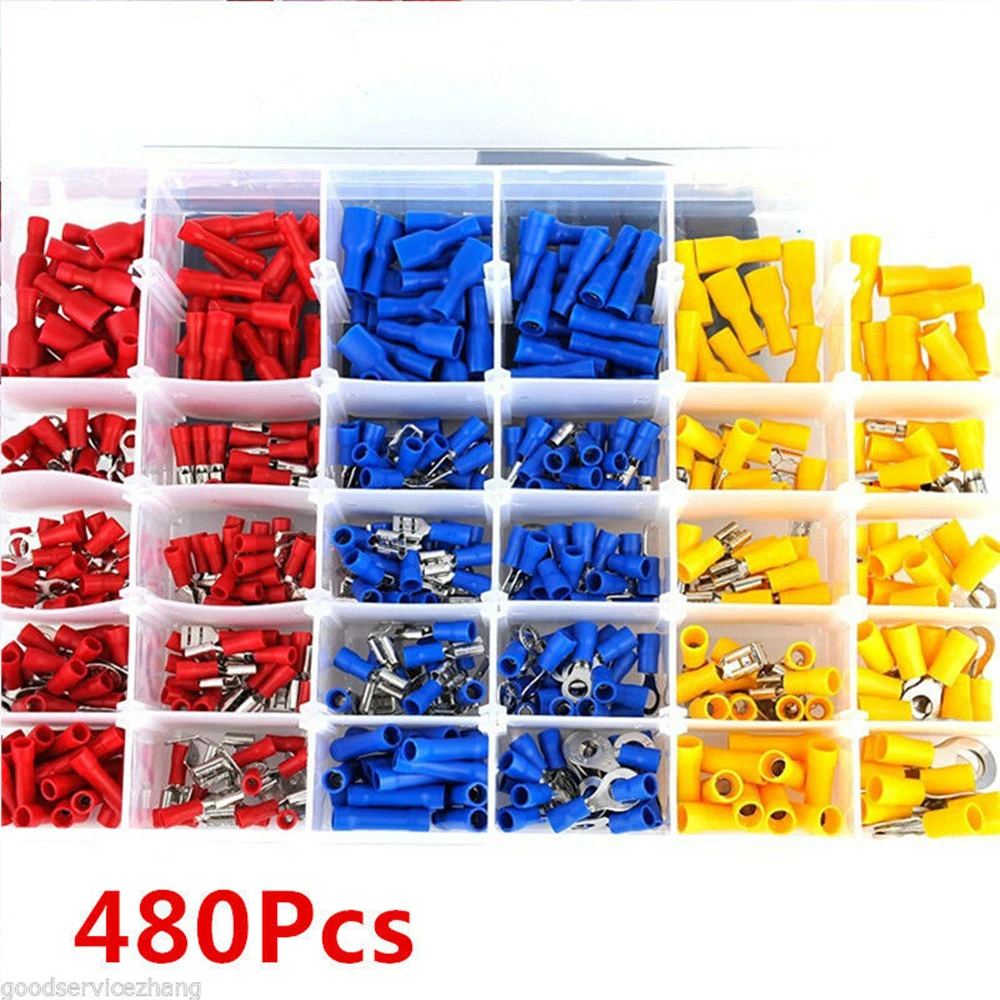 

Assorted Insulated Electrical Wire Terminals Crimp Spade Connectors Set Kit