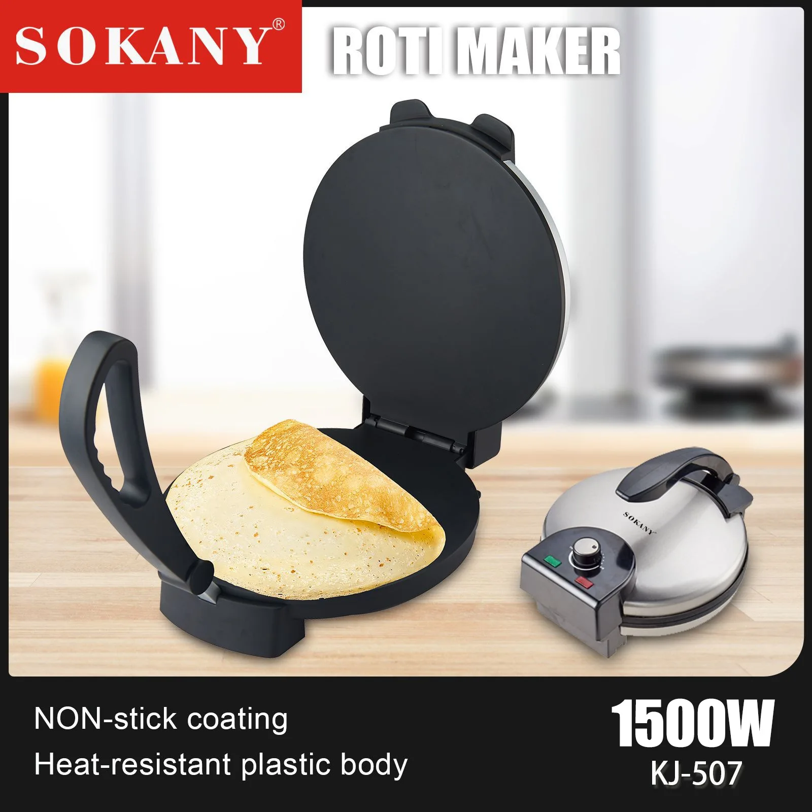 SOKANY 507 pembuat Roti listrik dan Crepe, pembuat rumah Spring Roll dan Flatbread