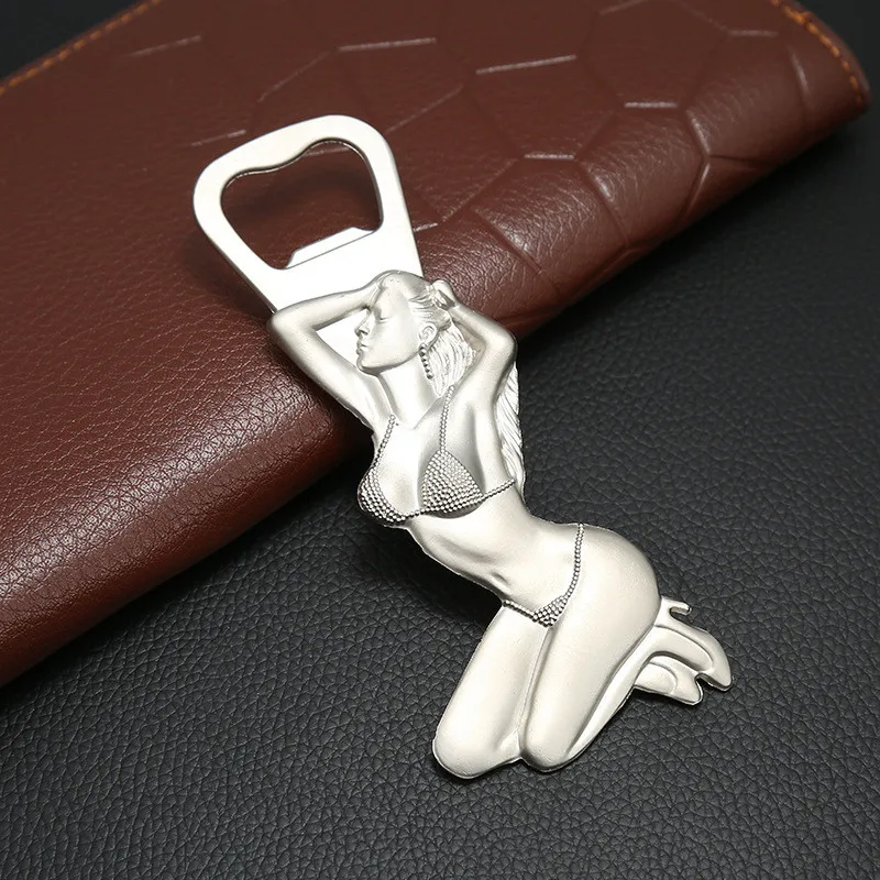 

100pcs Creativity Metal Bottle Opener Refrigerator Stick Beer Bottle Opener Bikini girl Bottle Opener Wine Accessories