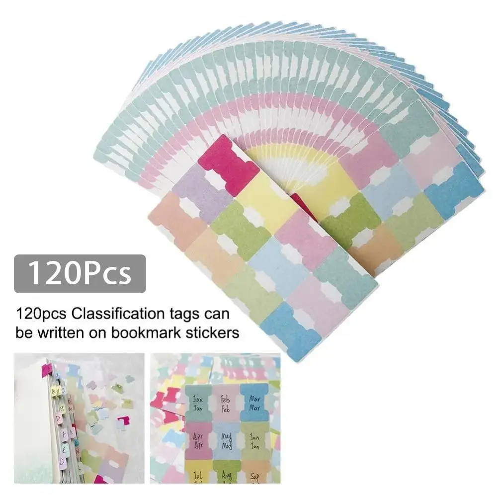 60/120Pcs File Tabs Flags Index Label Sticker Personalized Planner Office Stationery Self-adhesive Paper Tabs Multicolor