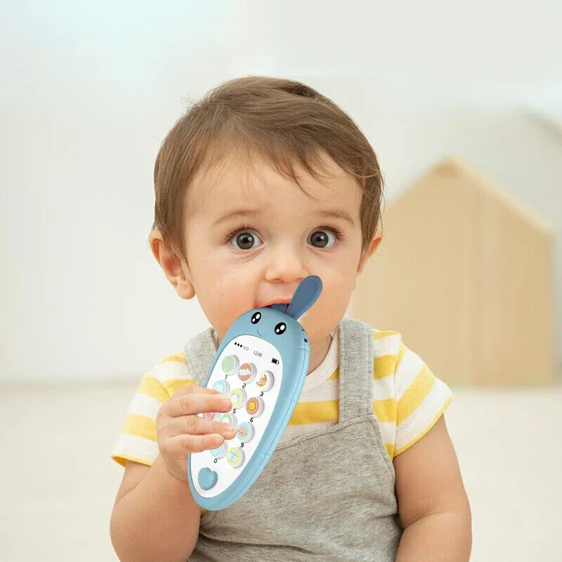 Baby Musical Mobile Phone Cartoon Teether Phone with Sound & Light Telephone Electronic Toy Eucational Learning Toys Baby Gifts