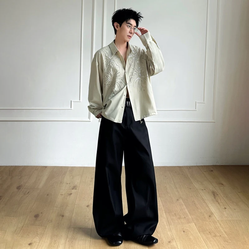 LUZHEN 2026 New Sequin Patchwork Pattern Long Sleeve Shirt Men's High Quality Elegant Handsome Korean Stylish Casual Tops JY6773