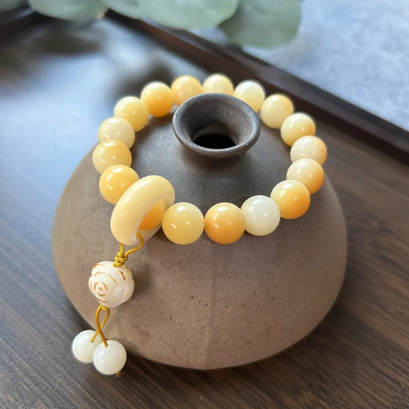 White Jade Bodhi Charcoal Roasted Single Circle Winding Finger Soft Women's Hand String Cat Camellia Bodhi Beads Girlfriend Gift