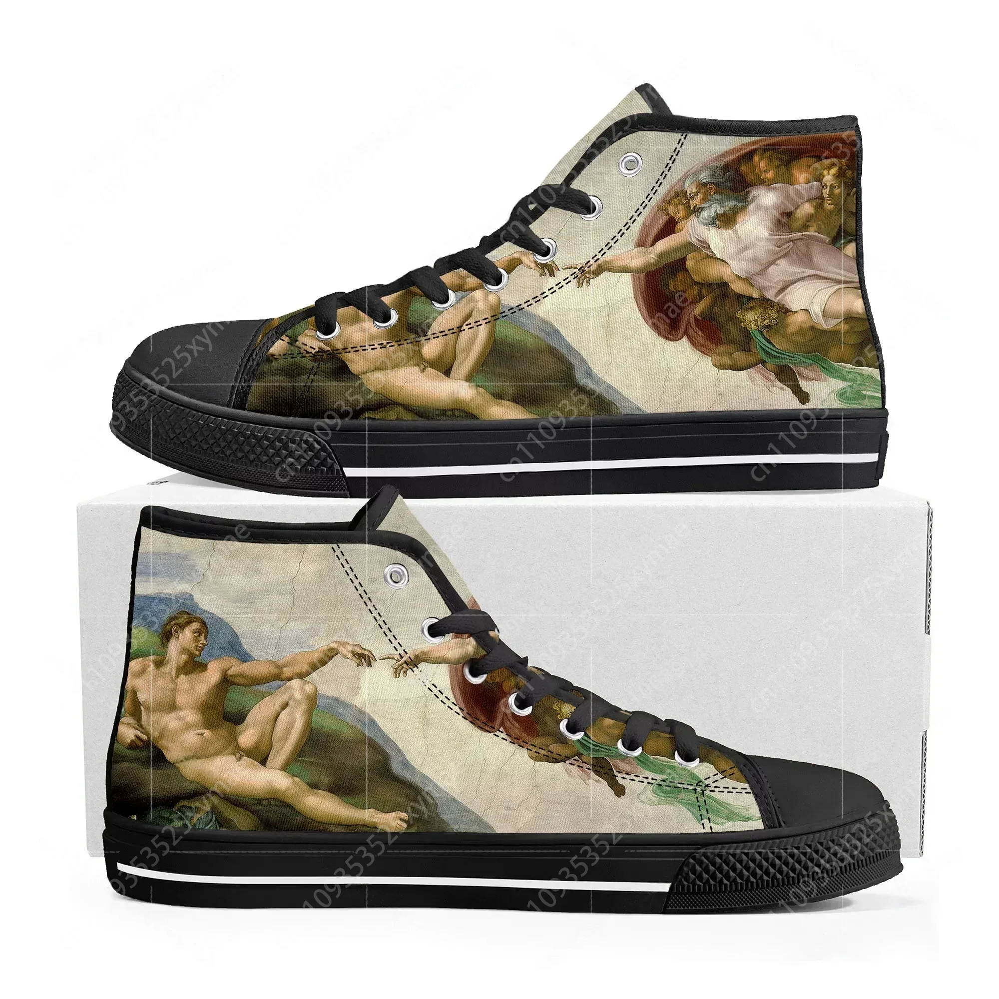

Кроссовки The Creation of Adam High Top высокого качества для мужчин, женщин и подростков, повседневные кеды из канваса, обувь на заказ, индивидуальный дизайн