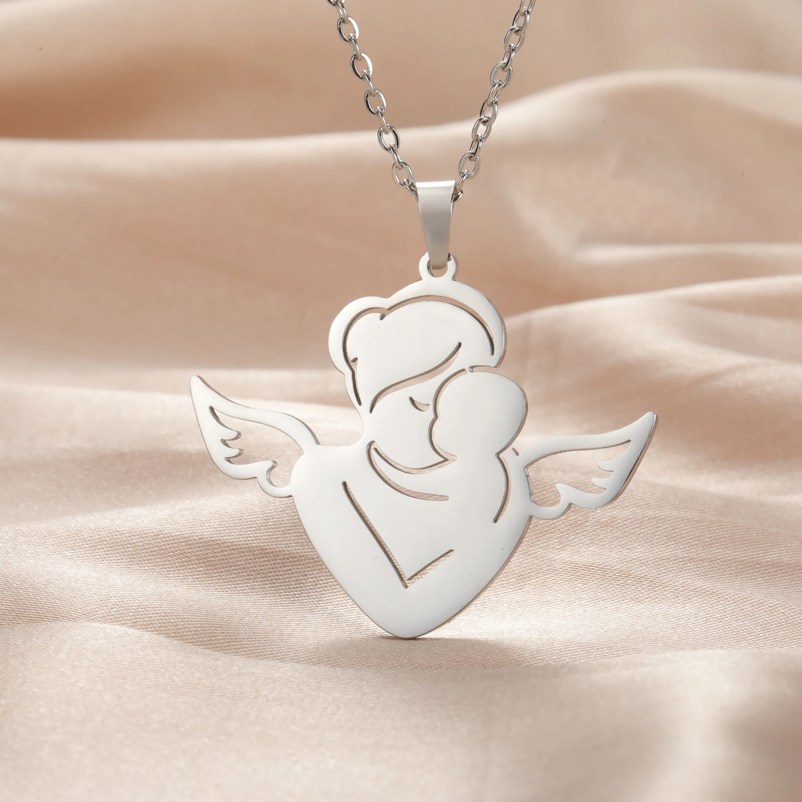 COOLTIME جميل الأسرة قلادة القلائد الفولاذ المقاوم للصدأ أمي أبي الأطفال الطفل الحوامل قلادة مجوهرات هدية عيد الأم