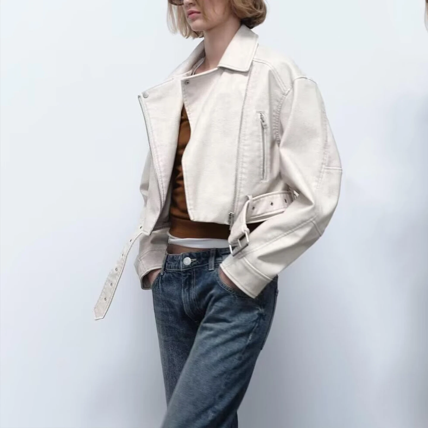 Chaqueta de motocicta para mujer, estilo informal, combina con todo, marca Z, fibra de poliéster, manga larga, modelo...