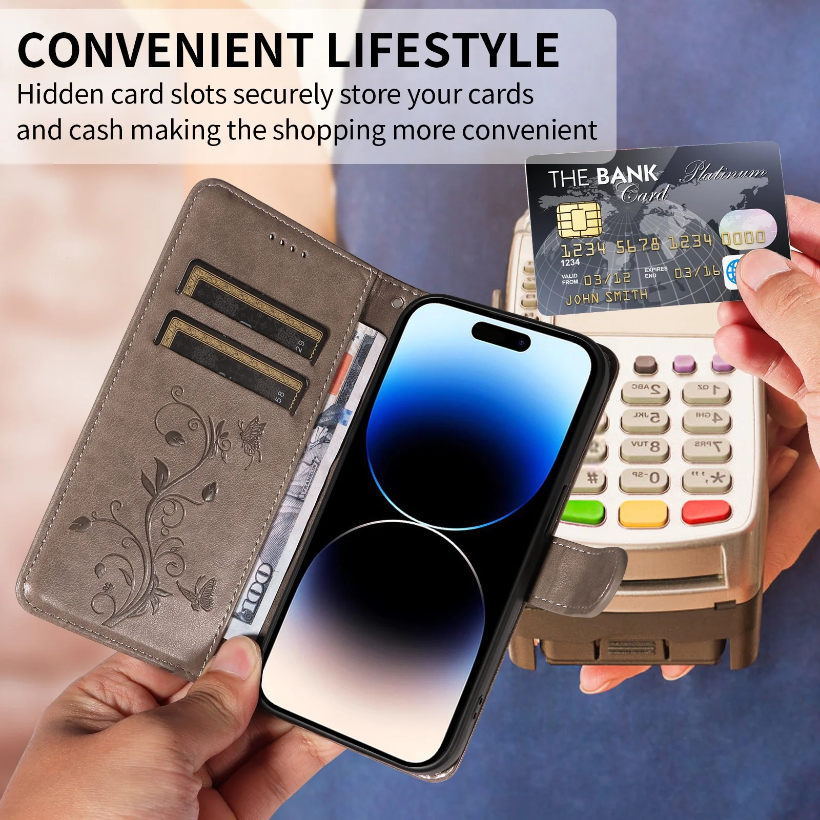 فراشة زهرة الكرمة القضية آيفون 17 16 15 14 13 12 11 برو ماكس زائد ميني 16E 17 الهواء محفظة قلابة فتحة للبطاقات غطاء كتاب جلدي #4