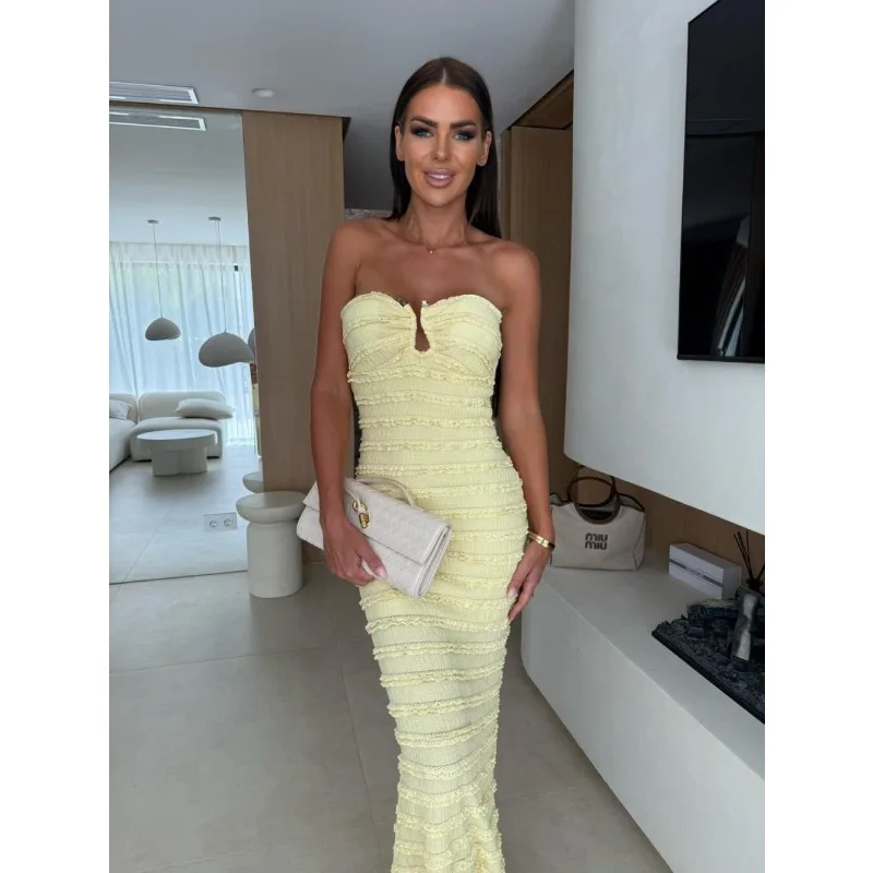 Abito aderente a sirena da donna elegante con spalle scoperte Abito da sera da celebrità con corsetto sottile sexy per ospiti