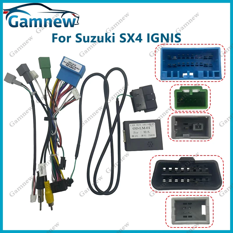 Car 16pin Wiring Harness Adapter Canbus Box Decoder Android Radio Power Cable For Suzuki SX4 IGNIS SWIFT Baleno Dzire