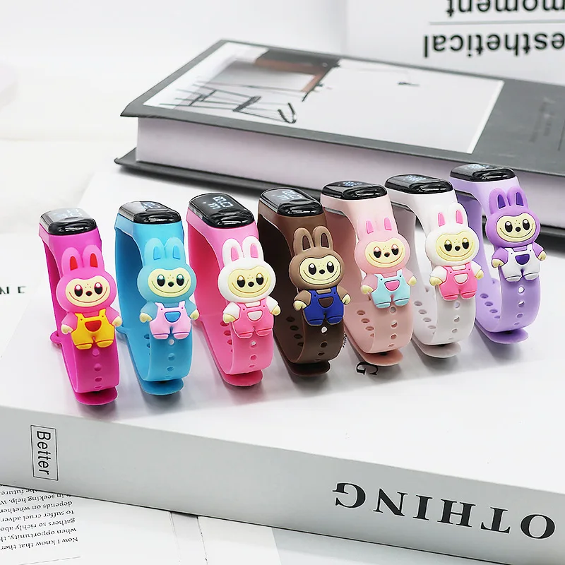 New cute cartoon doll labubu kids electronic watch LED digital waterproof sport children’s watch boys girls birthday toys gifts