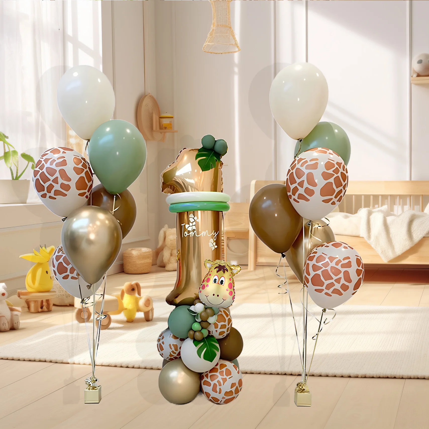 Green Jungle Giraffe Balloon Set,Digital Column,Birthday Party,Baby Bath Decoration Items,Baby Shower Items,Gender reveal,33 PCs