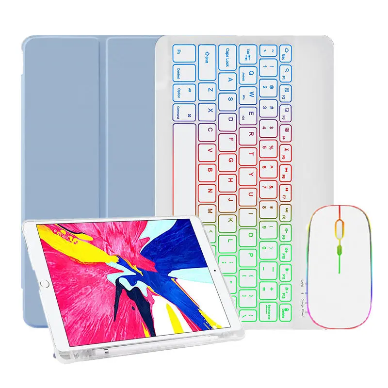 

Case for iPad 9 Generatoin Keyboard Cover with Pencil Holder for iPad 9 8 7 10 2 2021 2020 2019 Teclado Spanish Russian Arabic