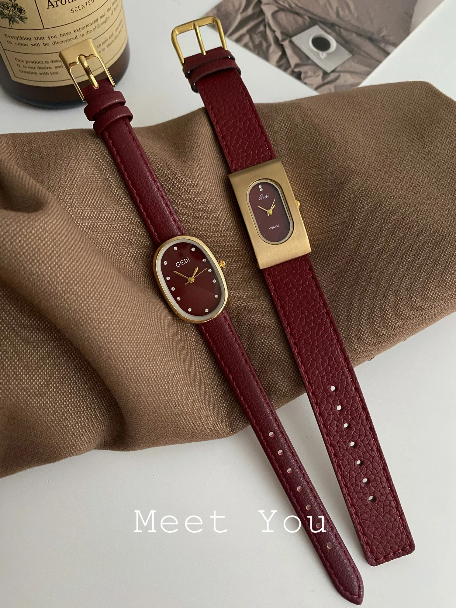 New RedStylish Sophisticated, Vintage-Inspired, Light Luxury Women'S Watch; Quartz Fashion Watch; High-End Selection Of Watches.