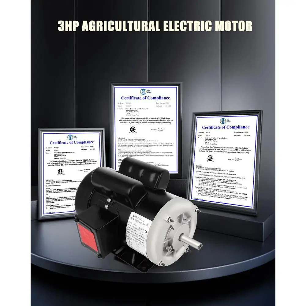 3HP Electric Motor 3450RPM 208-230V 56 Frame Single Phase Keyed Shaft CW/CCW Rotation Farm Duty Motor Agricultural Machinery