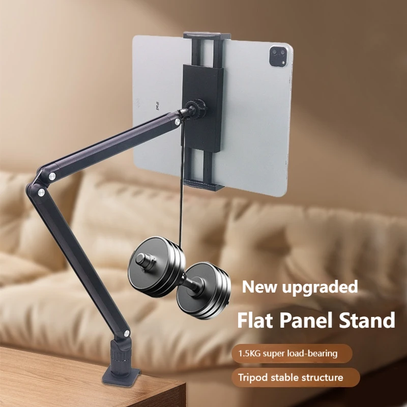 

Portable Tablet Stand Folding Arm Desktop Table Bed Lazy Clamp Bracket for 17.3 inch Phone Tablet Monitor Support Clip Holder