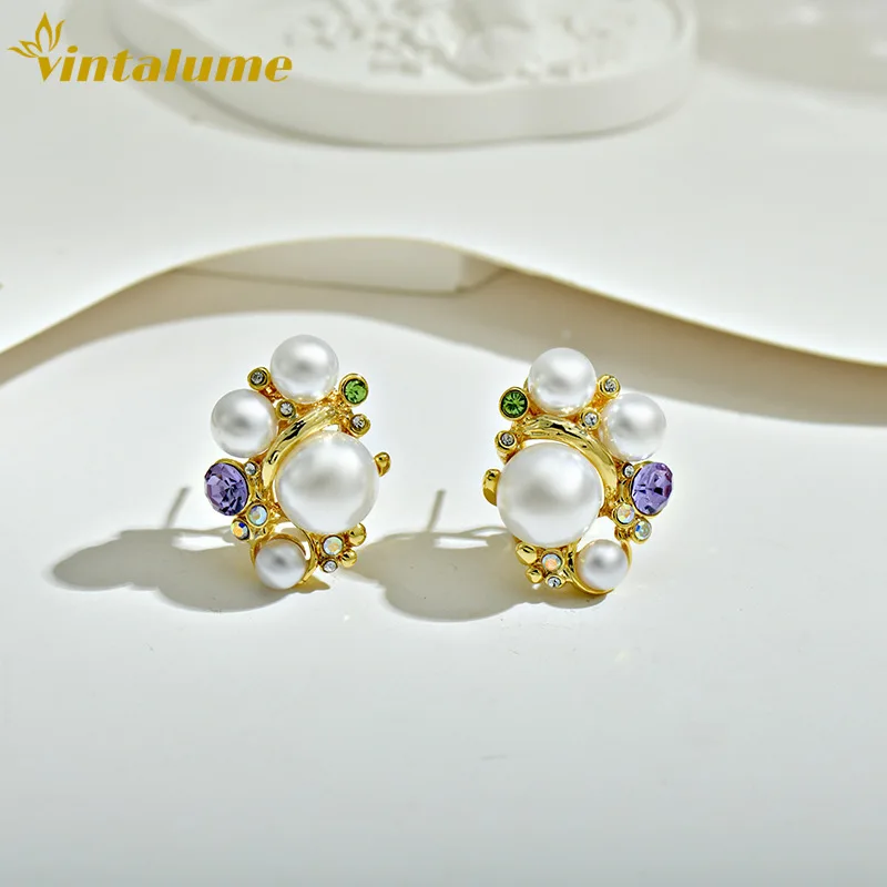 

Серьги-кластеры Vintalume с кубическим цирконием и жемчугом, трансформируемые, винтажные, элегантные, модные украшения, изящные серьги-гвоздики, подарок для женщин