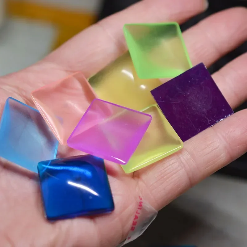 10-25mm square 8-color mixed color luminous resin flat back resin square relief laminated relief base dome jewelry accessories