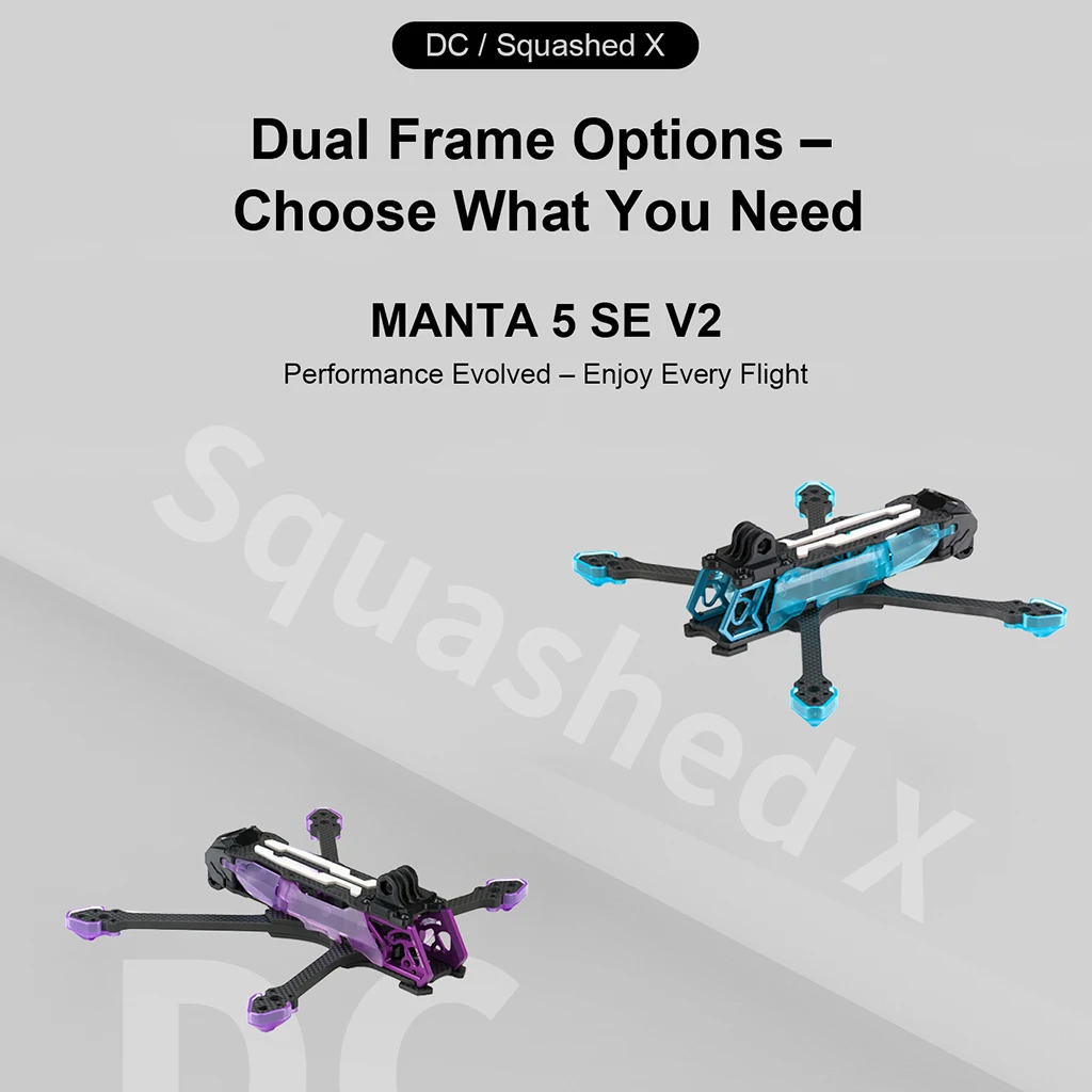 

Рама Axisflying Manta5 SE V2 5 дюймов для FPV-дрона, комплект рамы Squashed-DC для кинематографических фристайл-полетов и дальних дистанций, квадрокоптер