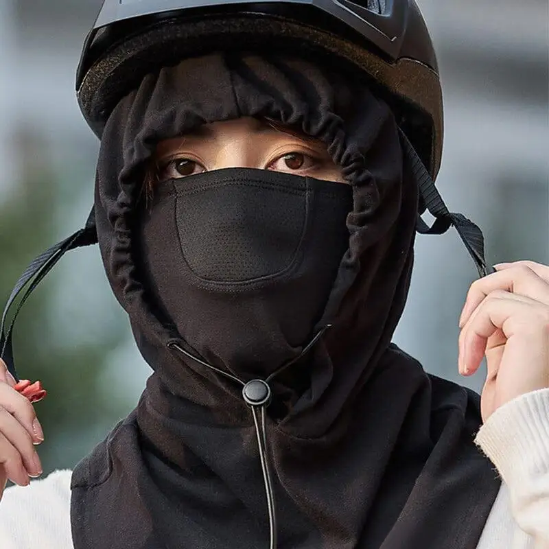 Windproof Cycling Face Cover With Hat For Winter Bike Hooded Mask With Neck Warmer Comfortable Scarf Cover For Cycling Equipment