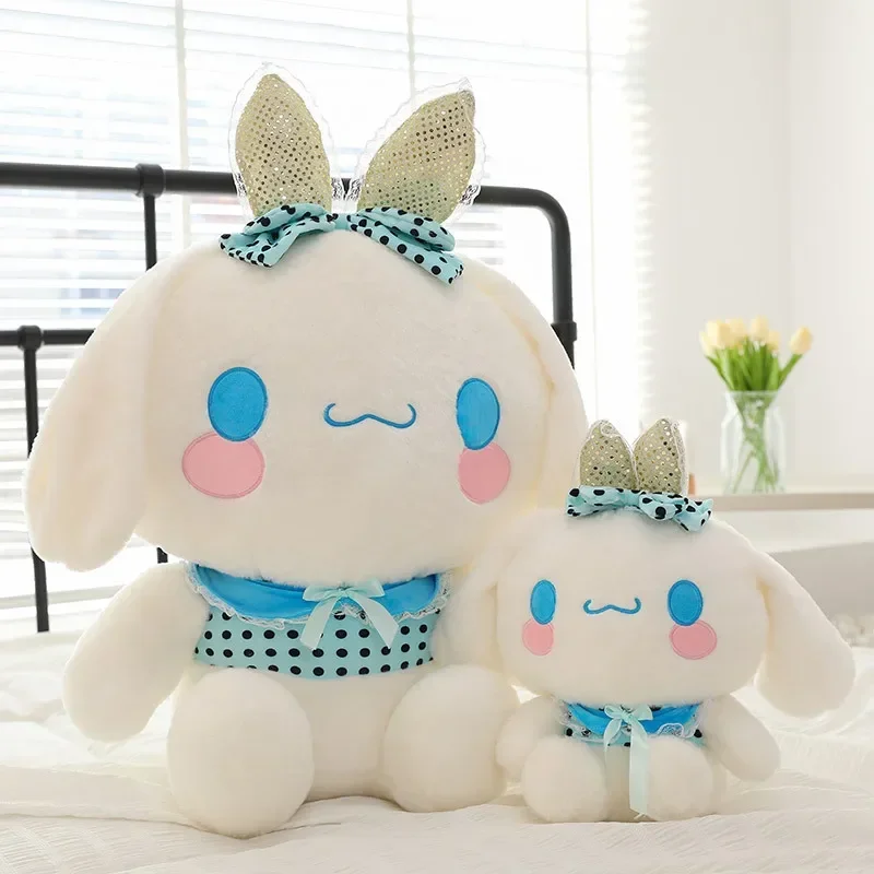 95 ซม.ขนาดใหญ่ Sanrio มงกุฎดอกไม้ Cinnamoroll ตุ๊กตาสัตว์ตุ๊กตา Plushies Kawaii ตกแต่งห้องเด็กคริสต์มาสของขวัญ