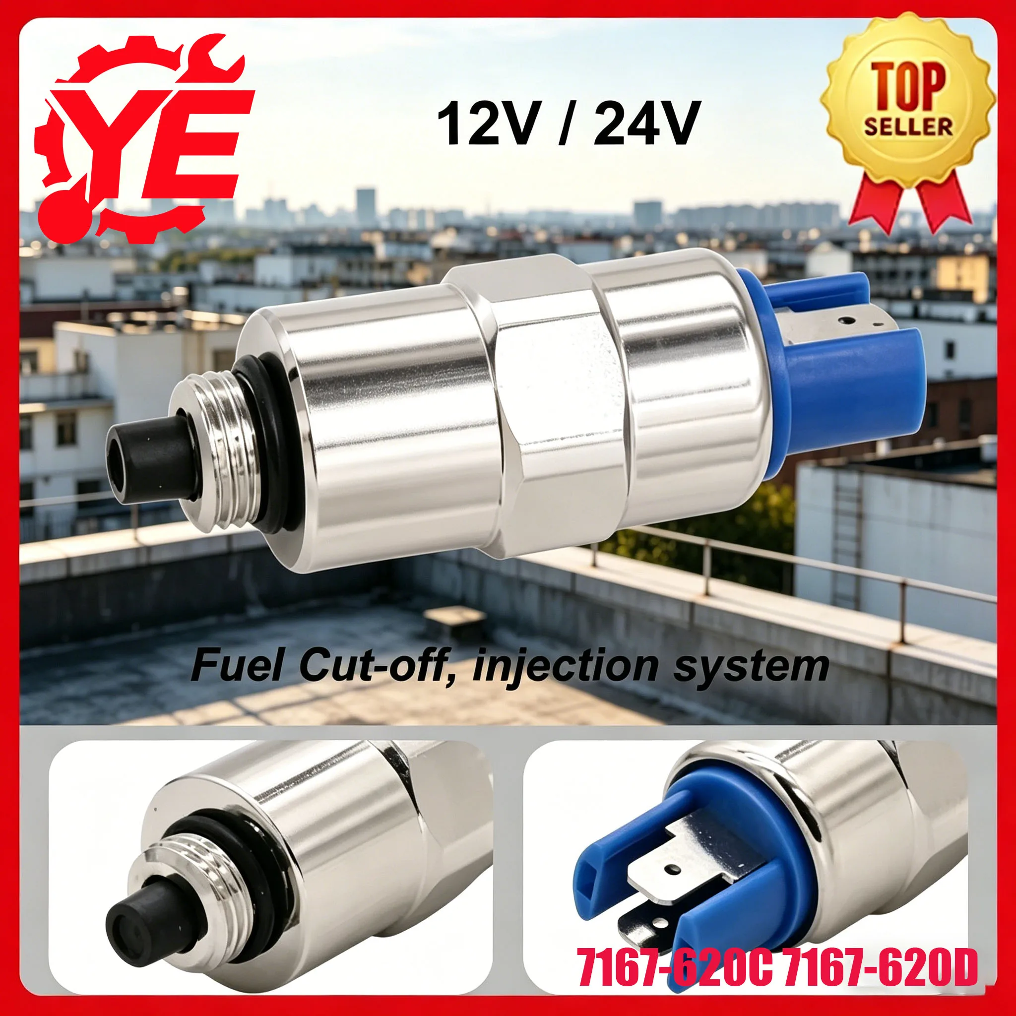 

12/24V 7167-620C Fuel Shutoff Pump Solenoid For Cav Dpa Dps Perkins HPS103 7185-900T 7185-900P 26420472 7167-620D 7185900 73018