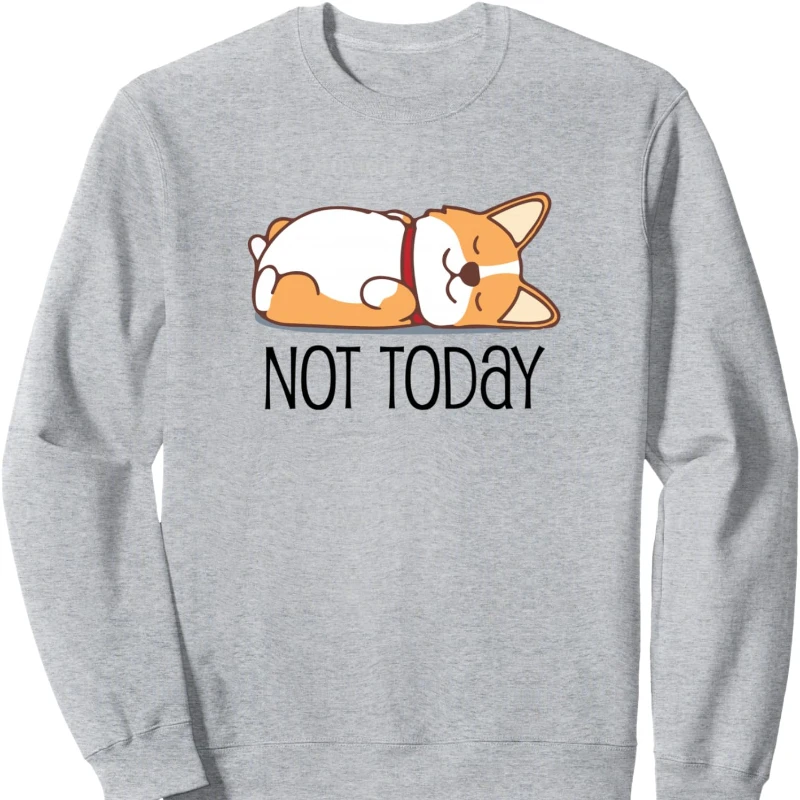 لطيف فصيل كورجي هدية مضحك الكلب عاشق ليس اليوم كسول الحيوان البلوز عارضة أزياء لينة مريحة الخريف والشتاء قمم الحرارية