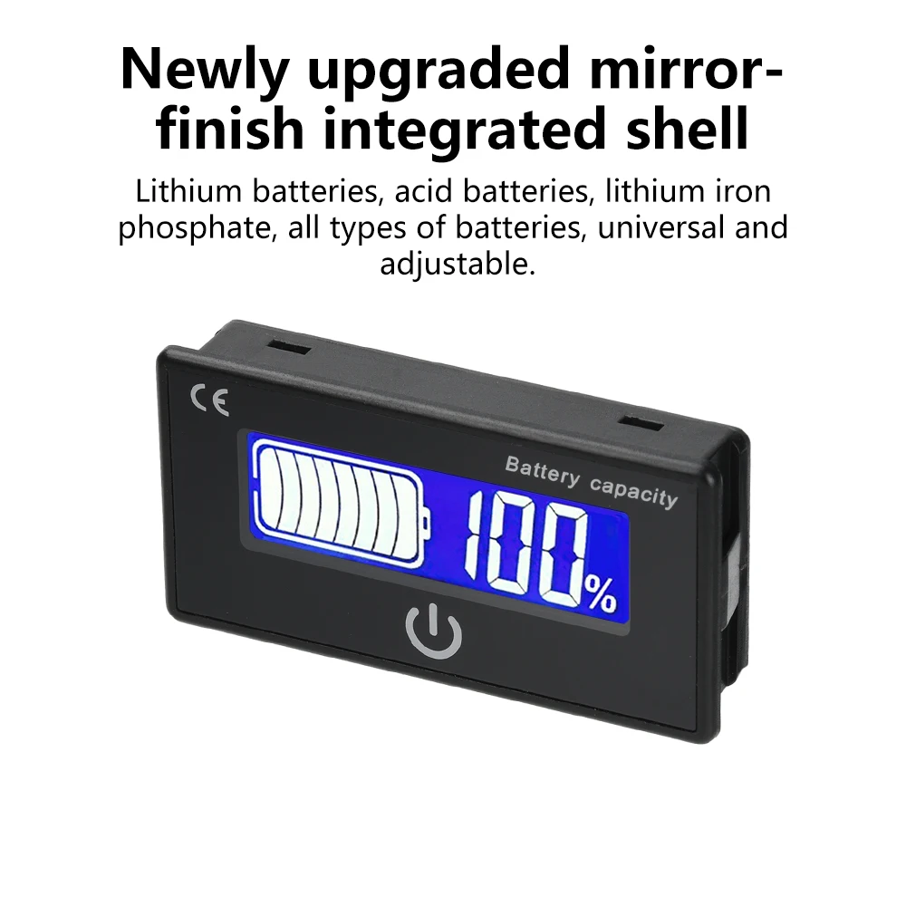 JS-F8 DC 8-100V Multi-Function Battery Indicator Display ℃/℉ Switchable Voltage Battery Temperature Touch Switch Meter
