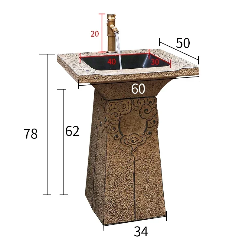 TP-4 Outdoor Courtyard Wash Basin Integrated Balcony Garden Outdoor Wash Basin Column Basin