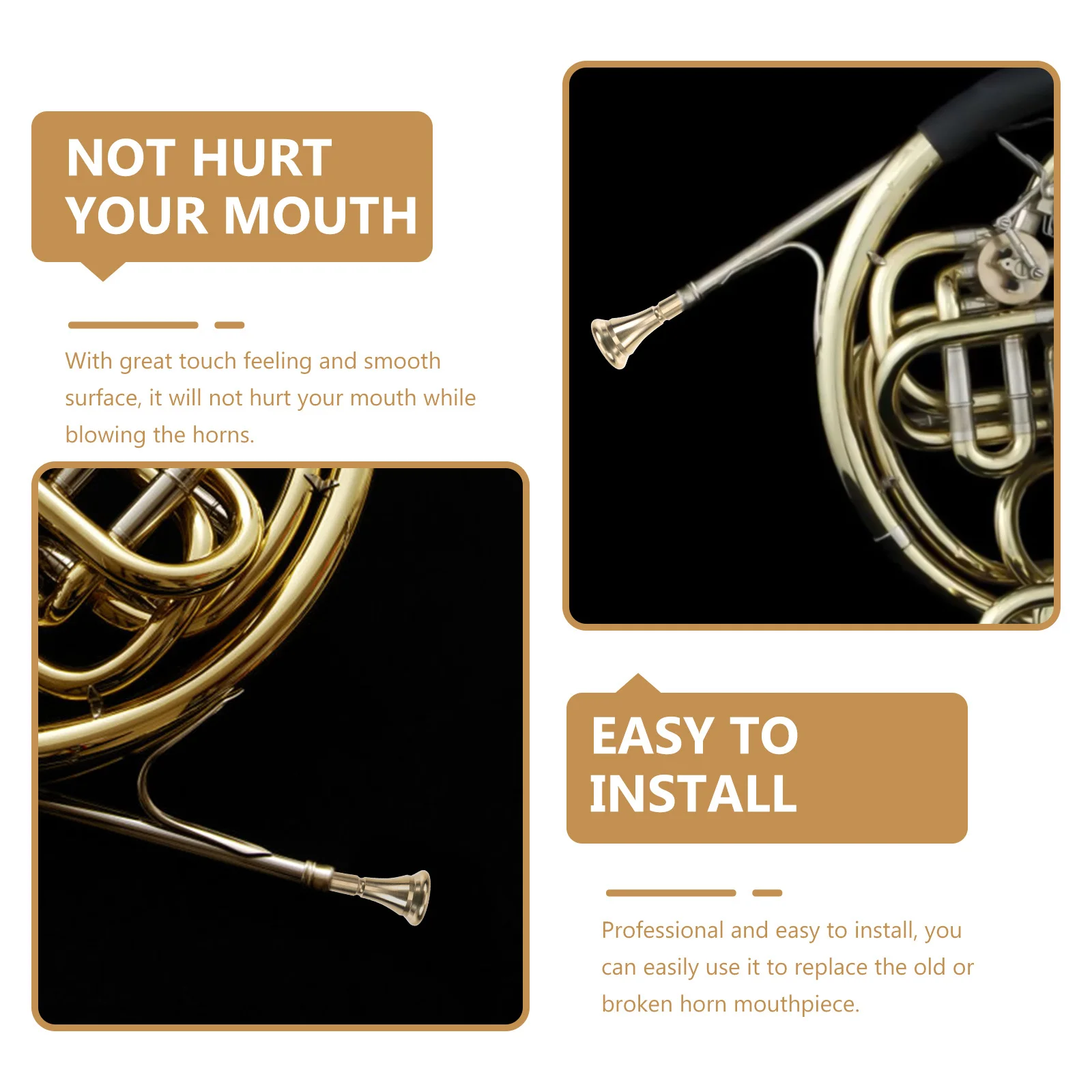 

Professional French Replacement Copper Alloy Mouthpiece Durable Part For Beginners Smooth Surface Elegant Sound Accessories