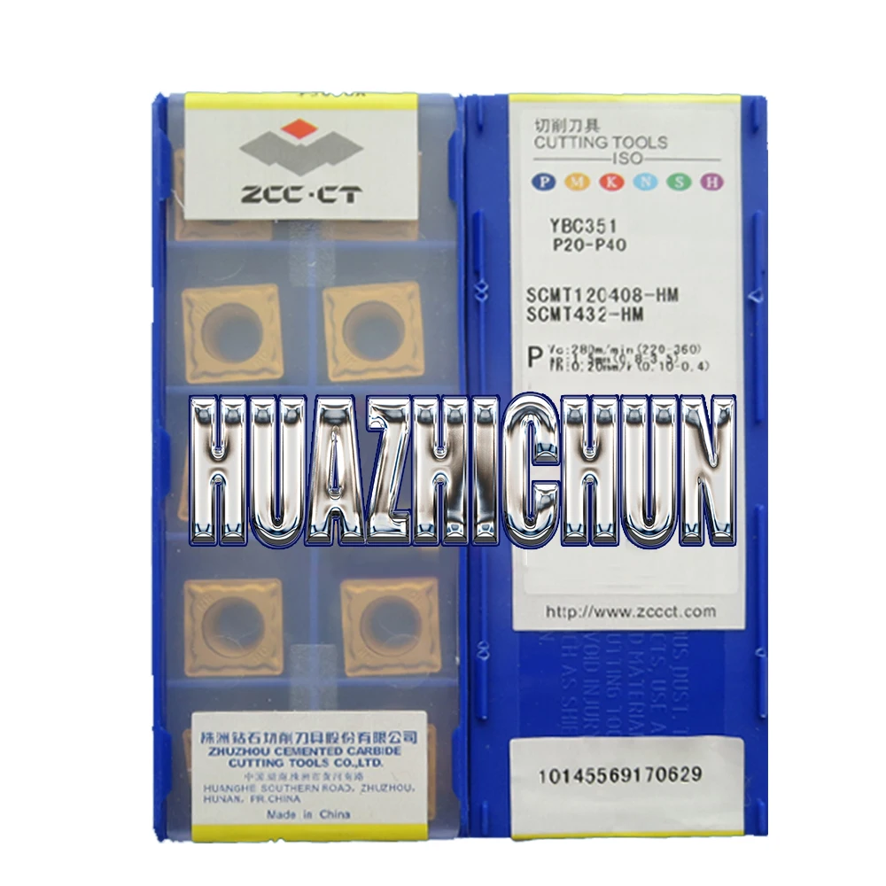 HUAZHICHUN 10pcs YBC152 251 351 151 252 SCMT120408-HM Carbide Inserts Turning Tools Cutter Lathe Blade for Steel