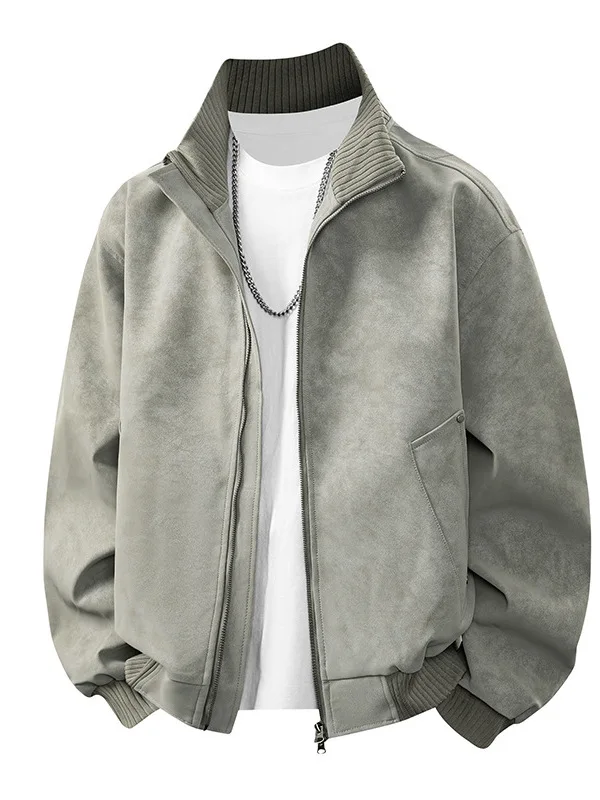 

Мужская куртка в стиле ретро-американский фэнтези, модная свободная куртка из искусственной кожи с воротником-стойкой, осенне-зимняя мужская одежда