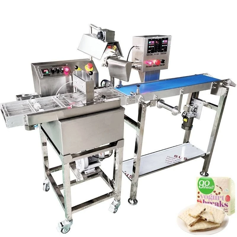 Nuts Biscuits Automatic 15kg/batch Chocolate Enrobing Covering Line Stainless Steel Donut Glazing Chocolate Coating Machine