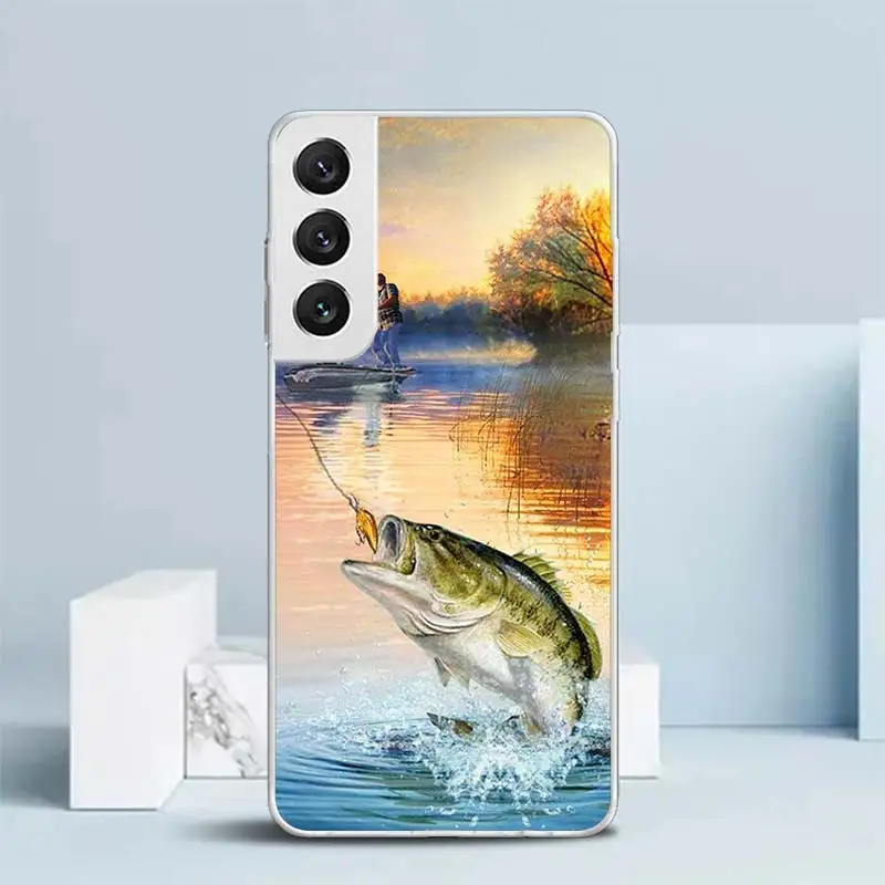 Offshore Angling Fishing Fish Rod Soft Cover for Samsung Galaxy S23 S22 S21 Ultra S20 FE S10 Plus Print Phone Case S10E S9 S8 +