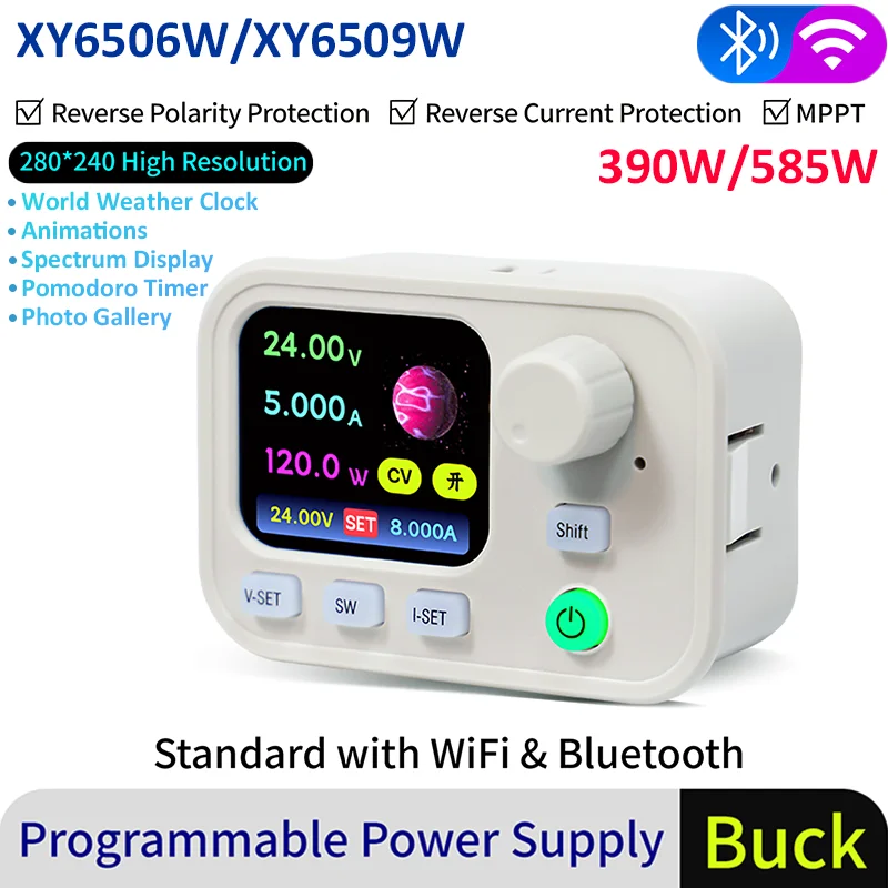 XY6506W/XY6509W 390W/585W DC Buck-Power Supply CNC Voltage Adjustable Step-Down Module Standard with WiFi&Bluetooth Color Screen