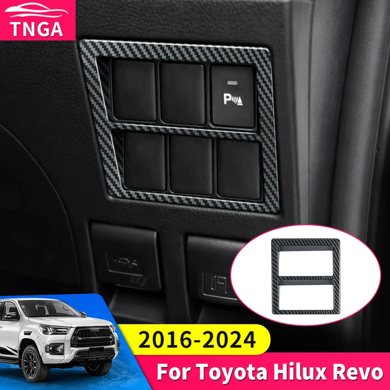 

For Toyota 2016-2024 Hilux Revo Pickup Truck Headlight Switch Panel Decoration Frame trim Interior protection Accessories ABS